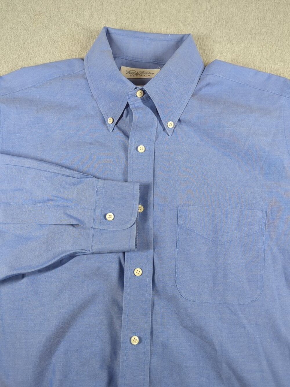 Brooks Brothers Shirt Men's 16-34 Blue Long Sleeve Dress Button Down Non-Iron